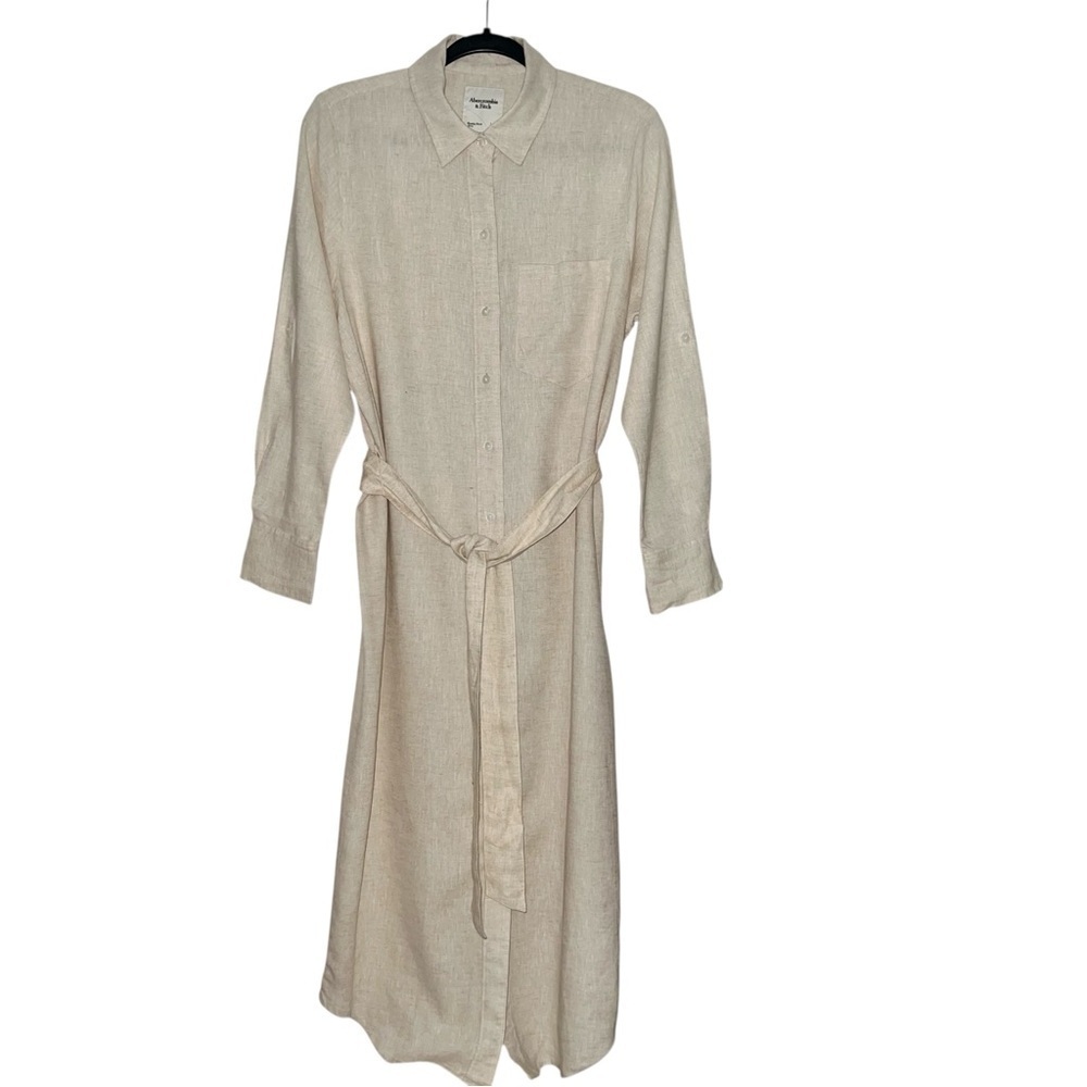 Abercrombie and Fitch Shirt Dress Linen Blend Maxi Length Size Small